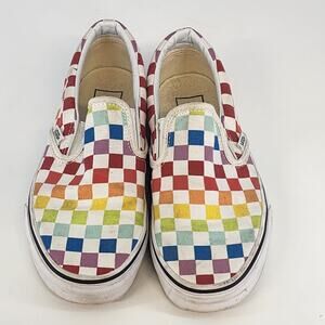 Vans Rainbow Checkerboard Slip-On Sneakers Mens 5.5 / Womens 7 Classic Shoes